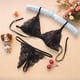 thumbnail image 3 of Lencería sexy de cuello de tres puntos de encaje sexy de una pieza ropa interior abierta sujetador con tirantes sin espalda de 2 piezas, 3 of 5