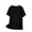 Black, variant on Annhoo Summer Plus Size Cotton T-Shirts Casual V Neck Short Sleeve Tees Ladies Cross Front Tunics Lounge Tops