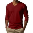 thumbnail image 2 of JGNGSHN Men Fall Shirts Long Sleeve V Neck Soft Breathable Solid Color Stretch T Shirt, 2 of 7