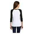 thumbnail image 2 of District Womens Perfect Tri 3/4-Sleeve Raglan T-Shirt Black/ White DM136L M, 2 of 3