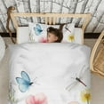 thumbnail image 3 of Flowers Butterfly Dragonfly Duvet Cover and Pillowcase Set for Single Bedding, Bedroom Accessories for Kids Teens, 3 of 5
