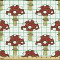 thumbnail image 2 of Mushroom Fabric by the Yard, Forest Pattern Fungus and Dots on Woodland Botany on Plain Backdrop, Upholstery Fabric for Dining Chairs Home Decor Accents, Pastel Brown Red White by Ambesonne, 2 of 5