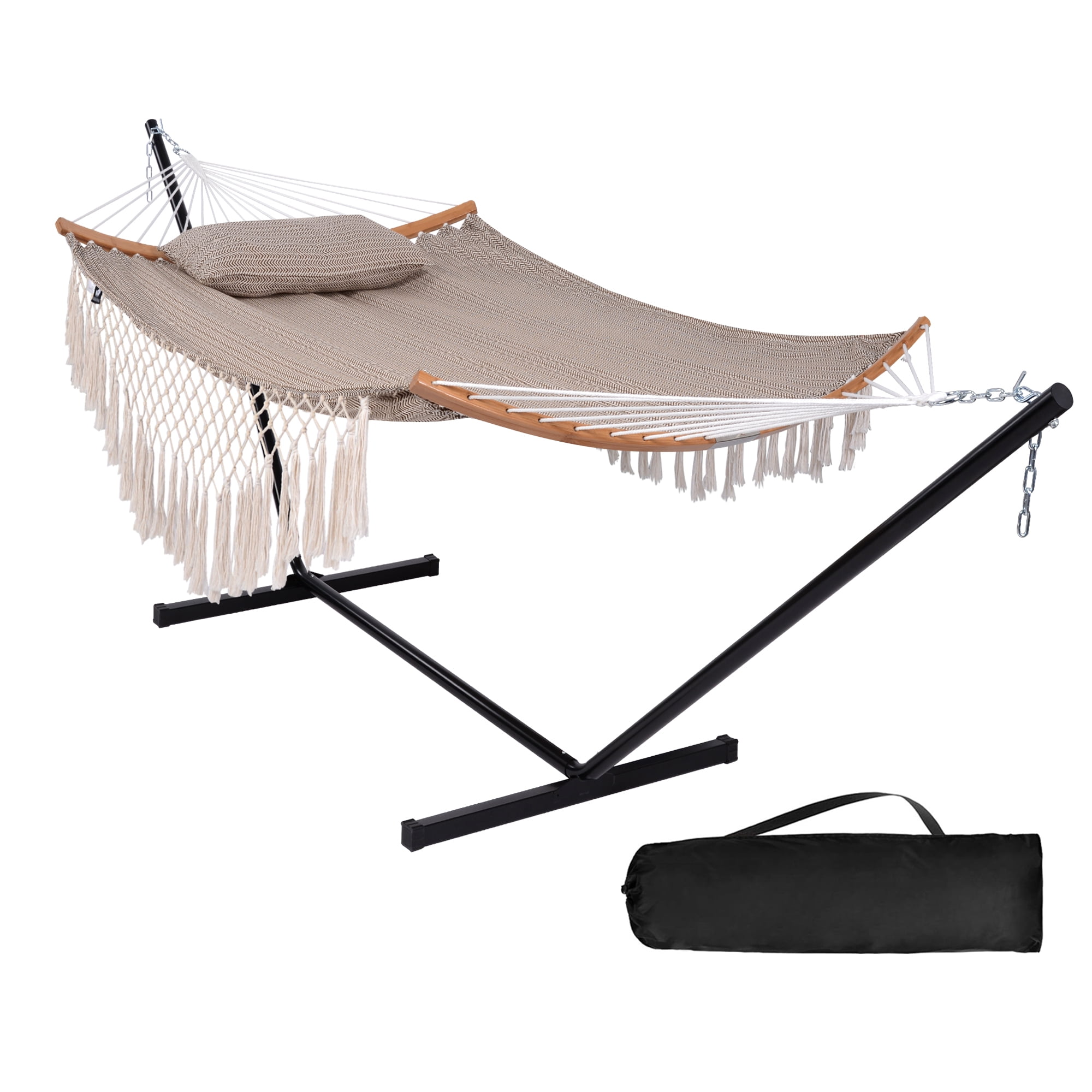 SUNCREAT Outdoor Hammock with Curved Spreader Bar, Patio Double Hammock