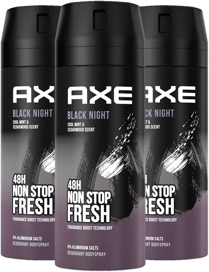 De gasten Hiel Materialisme Axe Body Spray Black Night without Aluminium Salts 150 ml For Men ,(Pack of  3) - Walmart.com