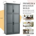 thumbnail image 6 of Harper & Bright Designs Farmhouse Kitchen Pantry Cabinet with Hutch, Tall Kitchen Storage Cabinet with Door and Drawer, Freestanding Hutch with Adjustable Shelf and Pull-out Trays, 70.9", Gray, 6 of 15