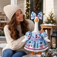 thumbnail image 7 of Aurorax Christmas Porch Goose Outfits 23" Holiday,Goose Clothes for Cement Goose Porch Goose 17/19 inch,Blue Lace Skirt and Bow Winter 23" Porch Goose Clothing Accessories for Outdoor Lawn Yard, 7 of 7