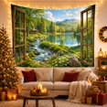 thumbnail image 3 of Mountain Lake Scenic with Viewed Through Open Wooden, Mystical Fantasy for Space Lovers, Galaxy Room Decor, Mother'S Day Gift, Tapestry Wall Hanging for Bedroom and Dorm, 3 of 7