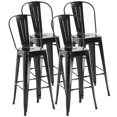 thumbnail image 1 of HOMCOM Set of 4 Bar Stools Industrial Removable Back Metal Frame Black, 1 of 10