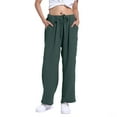 thumbnail image 1 of YDLCAFD Women's Solid Color Casual Pants With Drawstring Waist And Pleated Linen Blend Trousers, 1 of 6