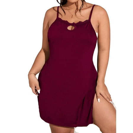 

Sexy Cami Strap Slip Dress Sleeveless Burgundy Plus Size Nightgowns & Sleepshirts (Women s)