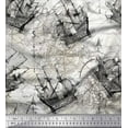 thumbnail image 1 of Soimoi Rayon Fabric Ship & Direction Compass Nautical Decor Fabric Printed Yard 56 Inch Wide, 1 of 3