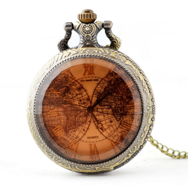 Accesorios para relojes, relojes de bolsillo de doble tierra de cristal tawny, relojes de bolsillo vintage de cuarzo informales unisex
