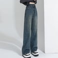 thumbnail image 6 of BUYISI Retro High Waist Fashion Wide Leg Pants For Women 2025 New Loose Straight Blue S, 6 of 9