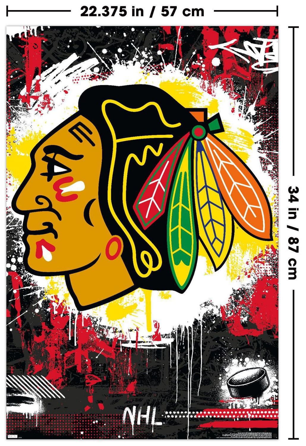 NHL Chicago Blackhawks - Maximalist Logo 23 Wall Poster, 22.375" x 34"