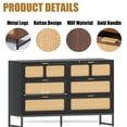 thumbnail image 4 of Rattan Dresser for Bedroom, Wooden Dresser Chest of Drawers, 6 Drawer Wide Dresser, 4 of 7