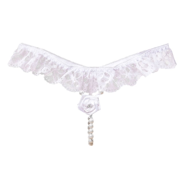 WZXFASHION sous-Vêtements pour Femmes Strings Dentelle Bikini Culottes String Extensible Culotte Femme String Blanc Taille Unique