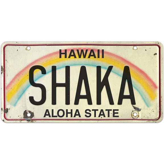 6 x 12in Vintage Hawaiian Embossed License Plate - SHAKA