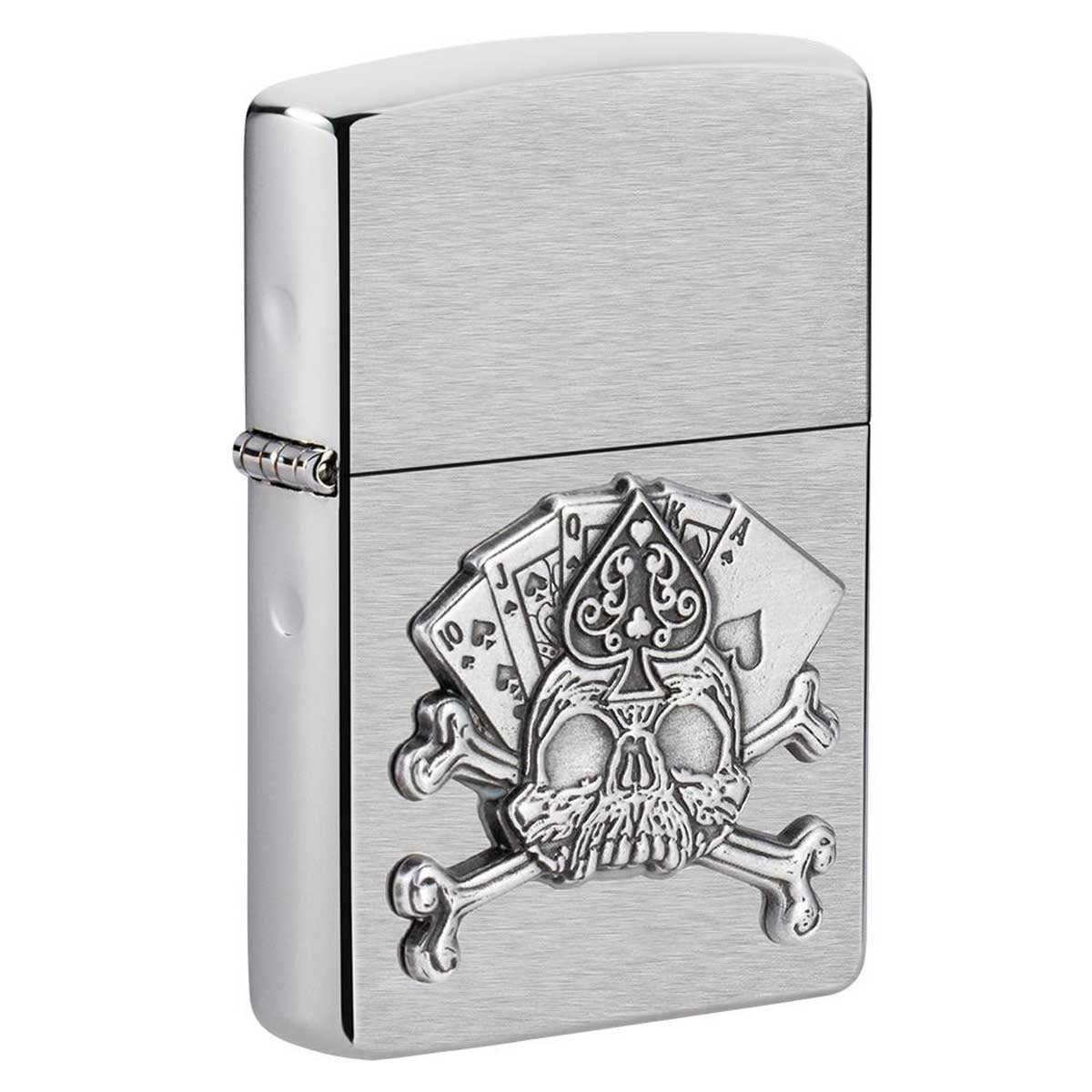 Zippo 49293 Card Skull Emblem Design Pocket Windproof Lighter