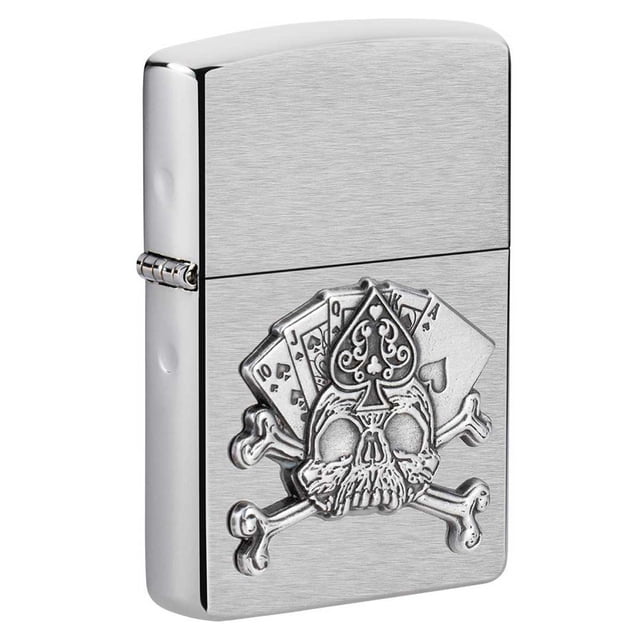 Zippo 49293 Card Skull Emblem Design Pocket Windproof Lighter