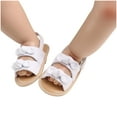 thumbnail image 4 of Baby Girls Sandals Stripe Solid Color Summer Flat Shoes Infant First Walkers, 4 of 9