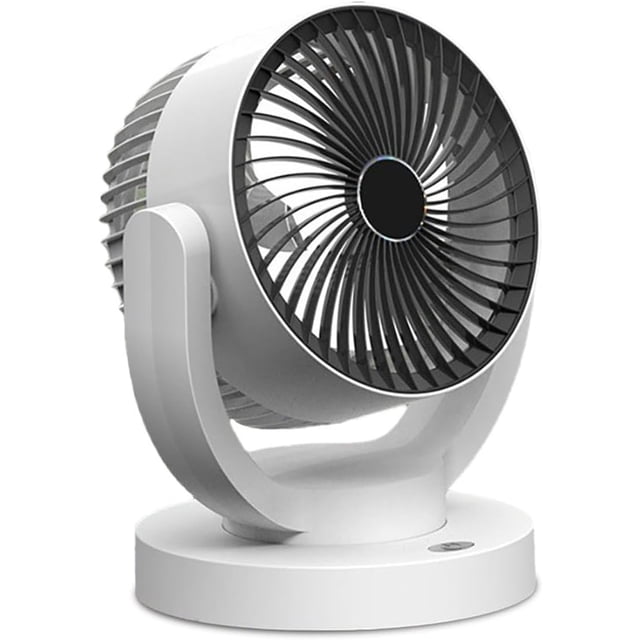 Pequeño Ventilador de Mesa 3-Velocidade,2000mah Recargable USB 5V Ventilador de Escritorio Portátil,Silencioso Fan,90° Oscilación Enfriador de Aire,para Domestico,Habitaciones,Oficina-Blanco