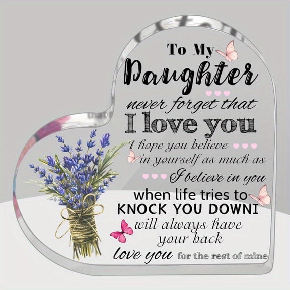 Heart-Shaped Acrylic Plaque for Daughter Perfect Table Decor Birthday Gift from Parents Halloween Christmas Decor for Women Men 4 Inch