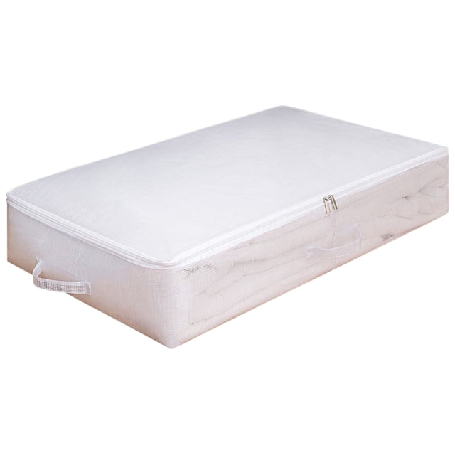 Organizadores de Juguetes Y Almacenamiento Caja de Cama Debajo Plegable de Tela Transparente, Contenedor Grande de 50x40x15cm para Mantas Juguetes de Ropa, Organizador de Almacenamiento de Ropa