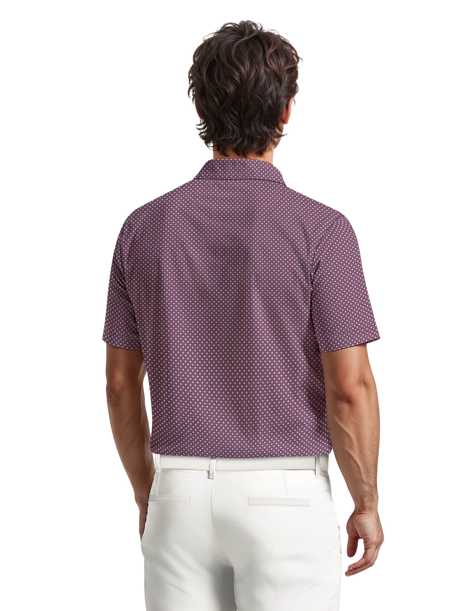 Ben Hogan Men's & Big Men's Performance Allover Geo Print Short Sleeve Golf Polo Shirt, Sizes S-5XL