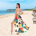 thumbnail image 6 of FORMRS Womens Long Sarong Beach Wrap Semi-Sheer Bikini Skirt Bathing Swimsuit Cover Up, Beige Geometric, 6 of 7