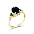thumbnail image 2 of JewelersClub Sapphire Ring Birthstone Jewelry – 2.00 Carat Sapphire 14K Gold Plated Silver Ring Jewelry with Black & White Diamond Accent – Gemstone Rings with Hypoallergenic 14K Gold Plated Silver, 2 of 4