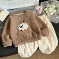 thumbnail image 2 of TAIAOJING Boys Girls Fuzzy Pants Set Outfits Kids Toddler Sleepwear Pajama Set Winter Warm Sleepwear Set Tops+Pants Outfits 6-7 Years, 2 of 3