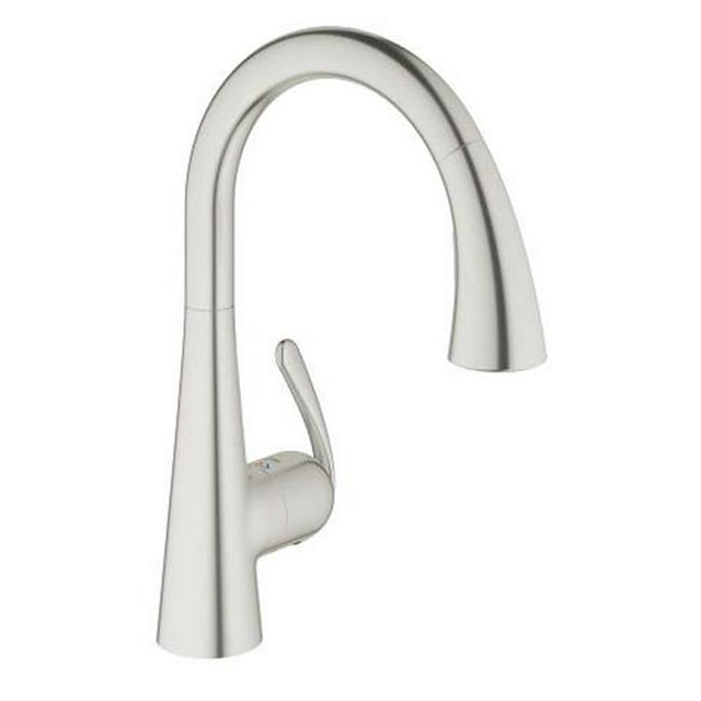 Ladylux Pullout Spray Single Hole Kitchen Faucet, Super Steel