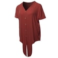 thumbnail image 3 of A2Y Women's Loose Fit Short Sleeve Button Down Front Tie Top Fired Brick S, 3 of 7