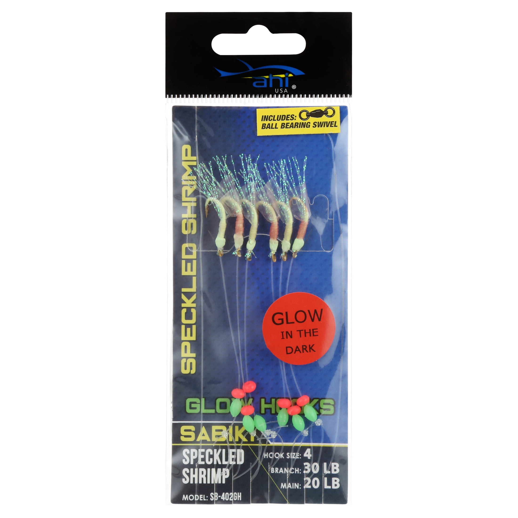 Ahi USA Glow Hook Speckled Shrimp Sabiki Bait Fishing Rigs #4