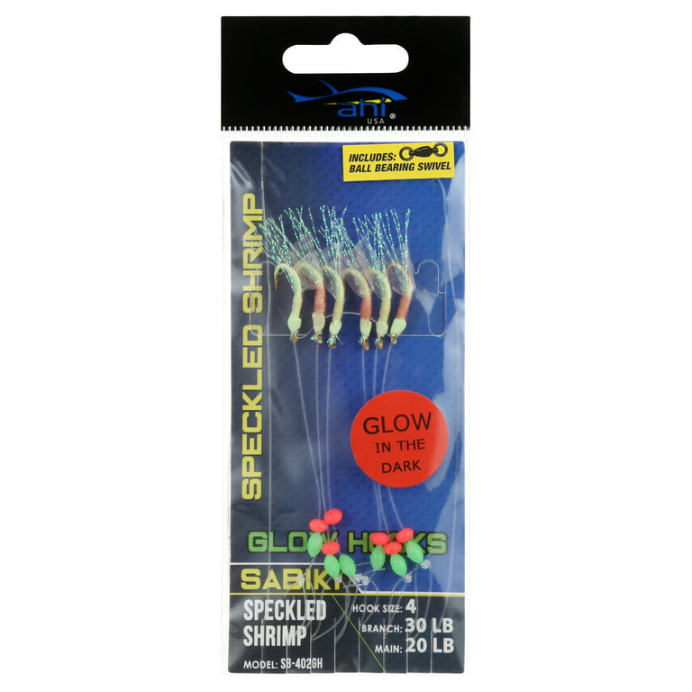Ahi USA Glow Hook Speckled Shrimp Sabiki Bait Fishing Rigs #4 