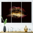 thumbnail image 2 of Designart ' Sexy Golden Metallized Woman Lips IV ' Modern Canvas Wall Art Print, 2 of 3