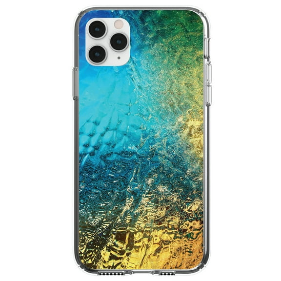 DistinctInk Clear Shockproof Hybrid Case for iPhone 13 Pro MAX (6.7" Screen) - TPU Bumper, Acrylic Back, Tempered Glass Screen Protector - Colorful Rainbow Waterfall