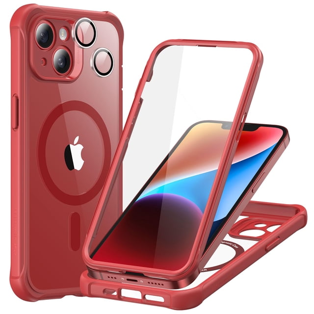 Funda de teléfono ESR para iPhone 14 con vidrio templado rojo transparente