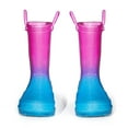thumbnail image 2 of Kushyshoo Kids Blue Pink Unicorn Light up Rain Boots Size 1 Big Girls Shoes, 2 of 6