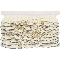 5 Yards 2 Inch Beige Ruffle Lace Trim Double-Layer Gathered Ruffled Ribbon Black Matching Trimming Pleated Lace Edge Trim for DIY Headwear Collar Sewing Dress Wedding Decoration Brown