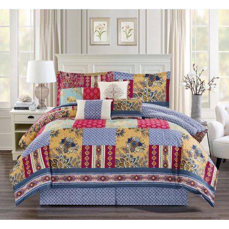 7 Piece Verona Patchwork Comforter Set Queen