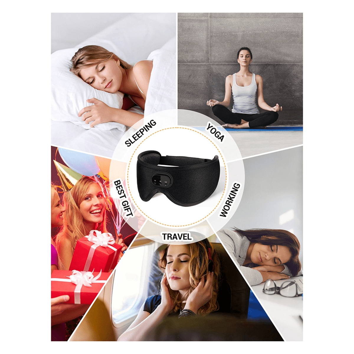 3D Bluetooth Sleeping Mask Headphones Eye Mask Comfortable Wireless Music Sleep Mask Noise Reduction Blackout Sleep Mask