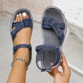 thumbnail image 2 of WRKEKC Womens Sandals Solid Color Elastic Strap Round Toe Open Toe Soft Sole Flat Sandals Breathable Casual Spring Summer, 2 of 9