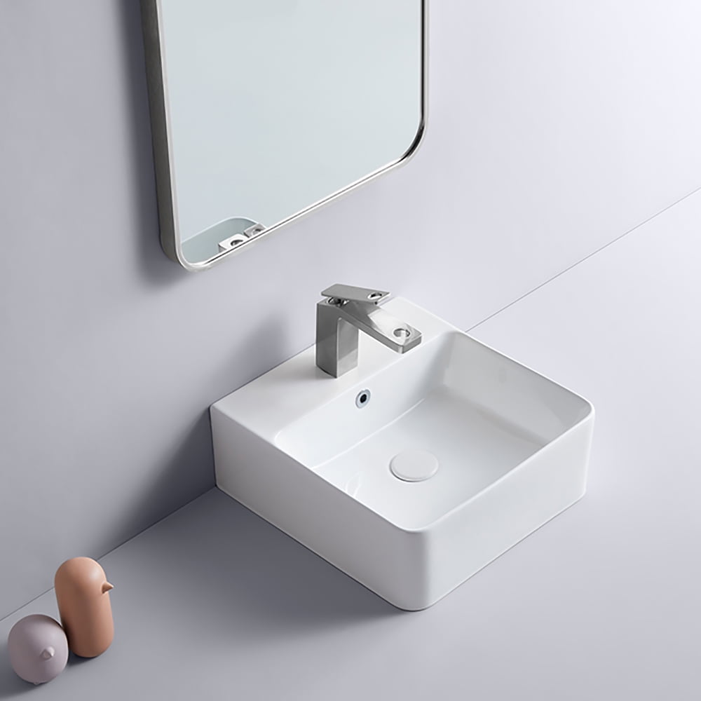 Kepooman Ceramic Rectangular Vessel Sink, Above Counter Bathroom Vanity Sink, Bathroom Sink Art Basin (Faucet No Included ) Kepooman Ceramic Rectangular Vessel Sink, Above Counter Bathroom Vanity Sink, Bathroom Sink Art Basin (Faucet No Included )