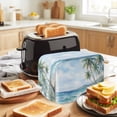 thumbnail image 3 of Summer Beach Palm Tree Toaster Cover 4 Slice, Blue Coastal Tropical Ocean Dustproof Bakeware Oven Protector with Top Hook, Waterproof Small Kitchen Appliance Toasters Dust Cover, 12"x11"x8", 3 of 7