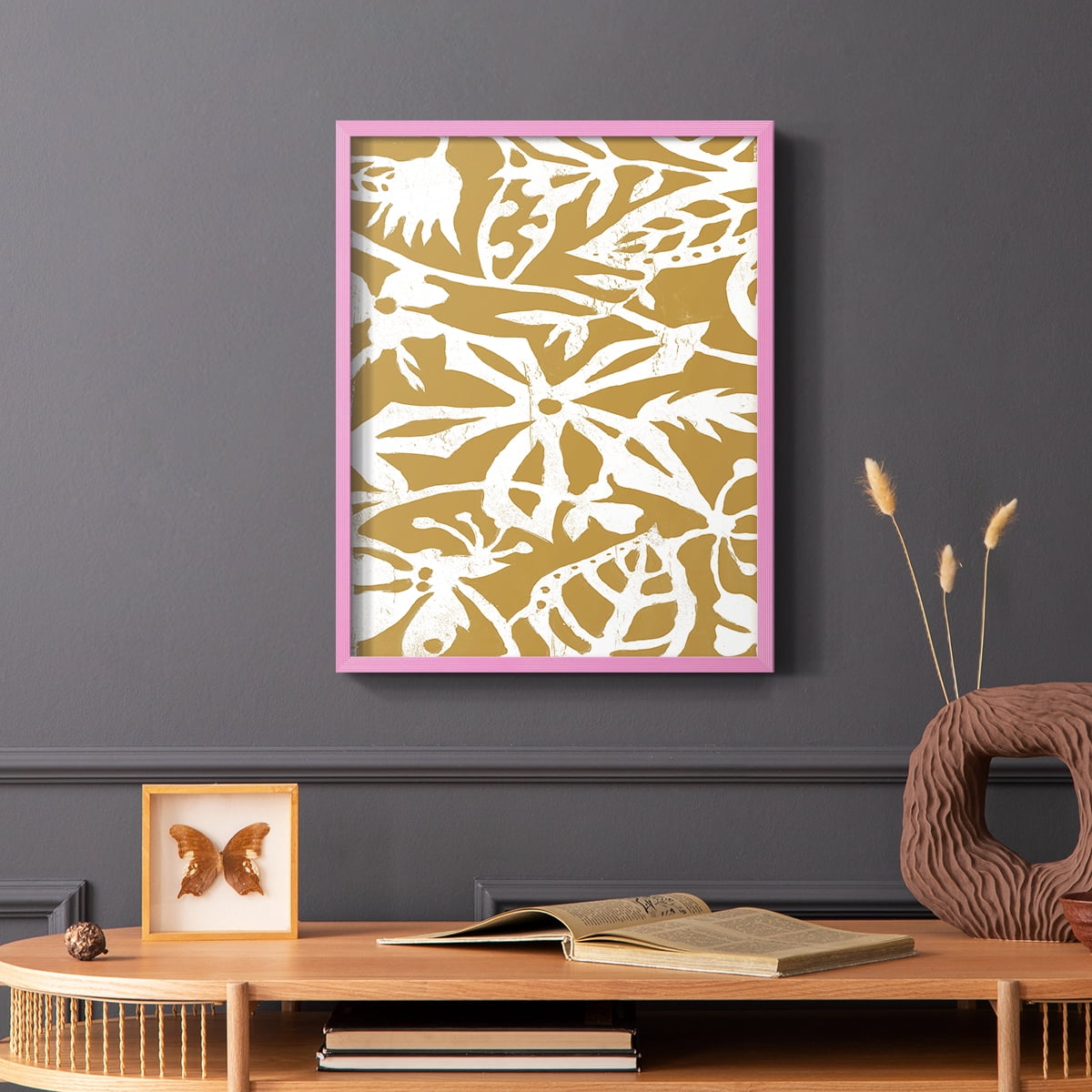 White On White IV V31 Framed Print in Pink Solid Wood 11 x 14 Framed Print
