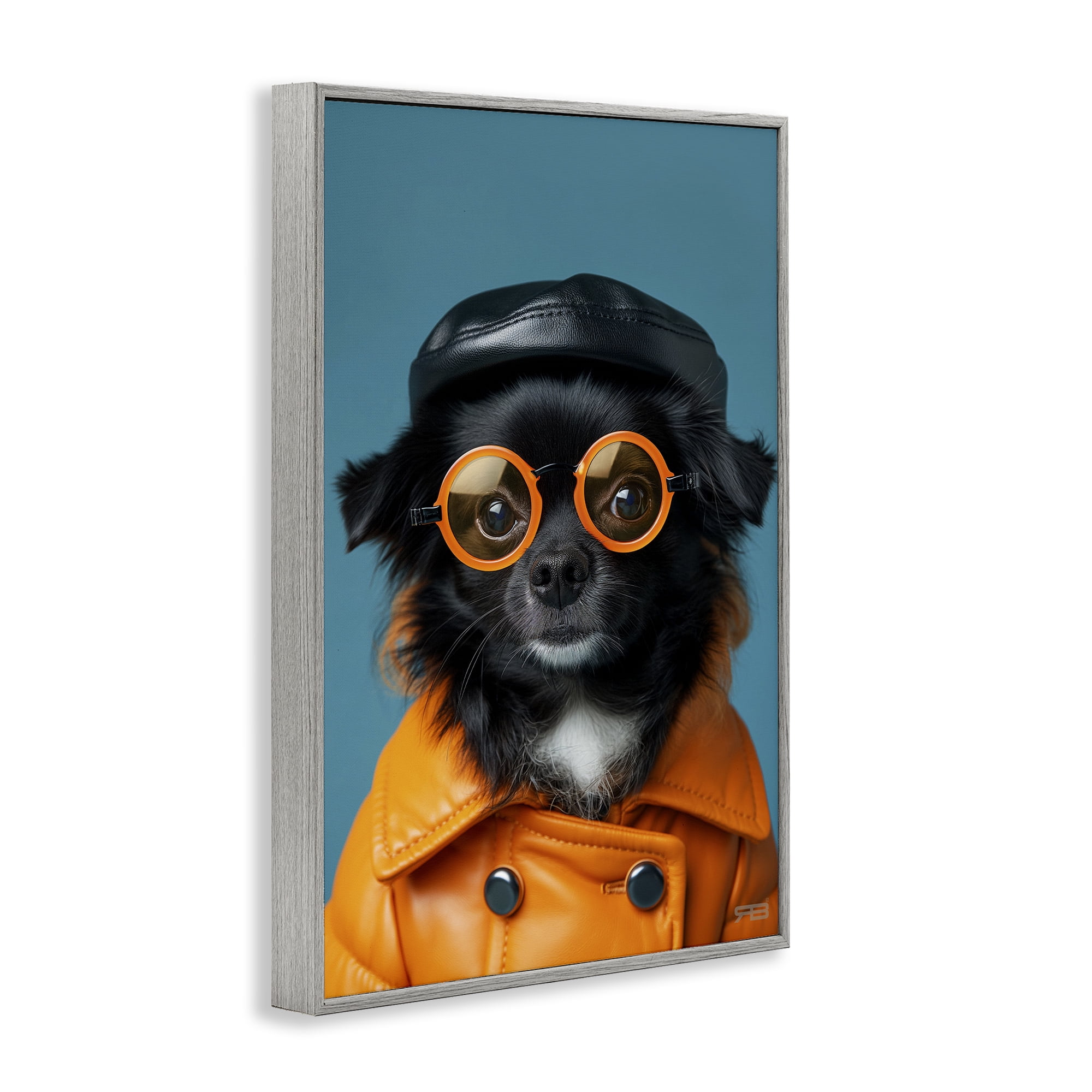 Stupell Industries Trendy Fashion Dog Animals & Insects Painting Gray Framed Art Print Wall Art, 20 x 30