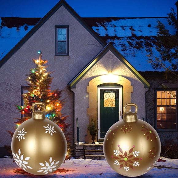Fiudx Bola Navideña Inflable para Exteriores de 60 Cm, Pvc Resistente, Acabado Brillante, Decoración para Jardín, Punto Focal para Porche, Accesorio Inflable para Árbol de Navidad, 61 Cm