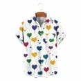 thumbnail image 5 of Yaoyar Men Lapel Valentine's Day Love Heart Print Short Sleeve Button Cardigan Top Shirt Hawaiian Summer Beach Shirts Short Sleeve, 5 of 6