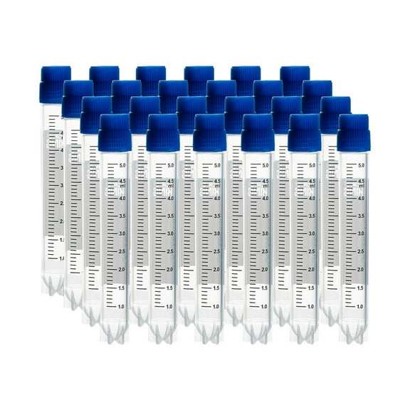 CryoKING 5.0ml 500 Pcs Plasitic Cryovials, External Thread Lab Vials with Blue Caps, Lab Tubes with Side Barcode